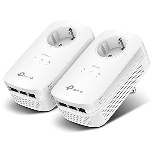 TP-Link Powerline Adapter Set TL-PA8030P KIT(1300Mbit/s Homeplug AV2, 2*2-MIMO, Steckdose, 6 Gigabit Ports, Plug&Play, kompatibel mit allen Powerline Adaptern, ideal für Streaming, energiesparend)weiß