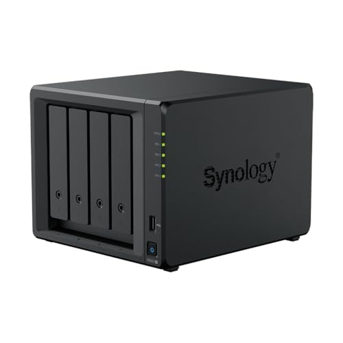 Synology DS925+ NAS-Server-Bundle 4 Schächte (8 GB RAM, 48 TB HDD) – 4 x 12 TB Synology NAS HDDs, Hochleistungs-Desktop-Netzwerkspeichergerät – Inklusive externer 512 GB SSD für Backup
