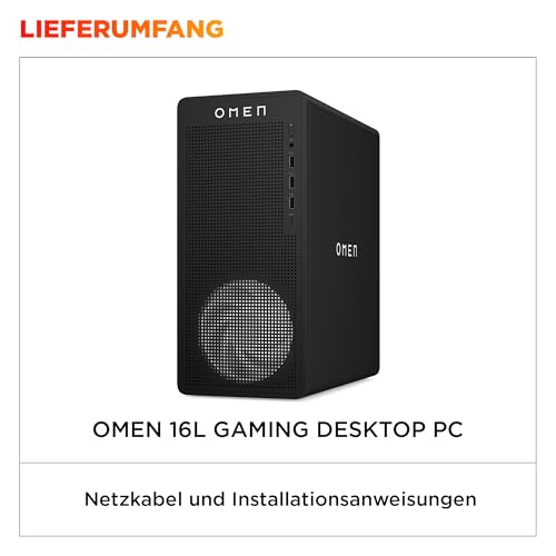 HP Omen 16L Gaming Desktop TG03-0257ng, Intel Core i5-14400F, NVIDIA GeForce RTX 5060 8 GB GDDR7, 16 GB DDR5 RAM, 1 TB PCIe Gen4 SSD, Windows 11 Home, Wi-Fi 6, Schwarz