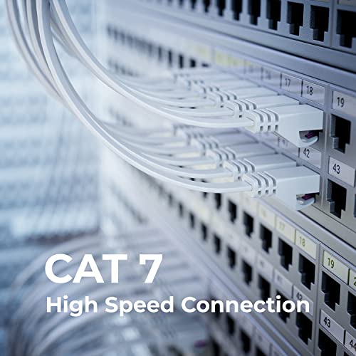 deleyCON 3,0m Flaches Cat7 Netzwerkkabel RJ45 10 Gbit/s LAN - Weiß | RJ45 Ethernet Patchkabel Verlegekabel flach, für Internet, Switch, Router, Modem und Patchpanel
