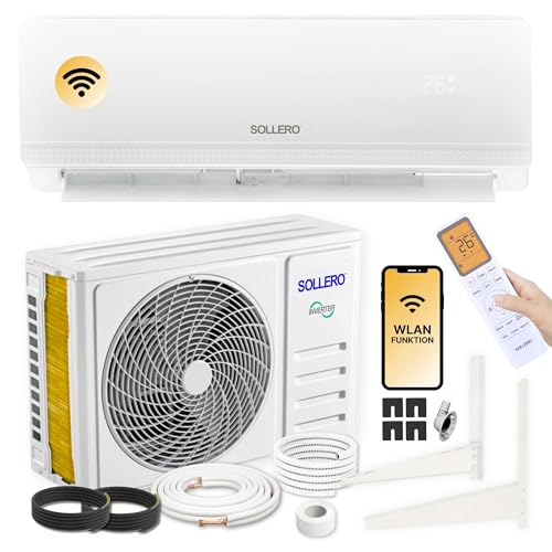 Sollero Split Klimaanlage 12000 BTU 3,5 kW, Selbstreinigung, leise, Smart Home, Klimaanlage zum Heizen und Kühlen, R32 Kältemittel, Timer, bis 59 m²