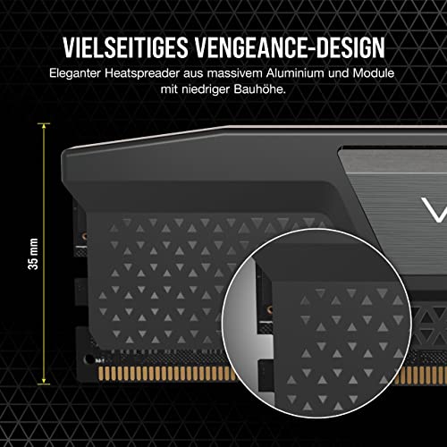 CORSAIR Vengeance DDR5 64GB (2 x 32GB) Bis zu 6400MHz Intel RAM | Arbeitsspeicher für Gaming-PCs, Kompatibel mit Intel XMP 3.0, CL42, Schwarz, CMK64GX5M2B6400C42