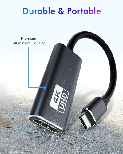 USB C auf HDMI Adapter, USB C HDMI 4K Adapter Kompatibel mit Thunderbolt 3/4, Video Audio Ausgang für iPhone 15/16/17, MacBook Pro/Air, Pixelbook, XPS,Galaxy S/Note, Surface Pro, Dell XPS