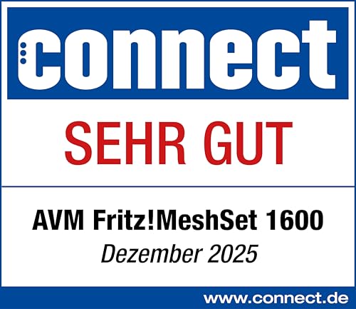 FRITZ!Mesh Set 1600 2er-Set | für 3-5 Räume | Wi-Fi 6 bis zu 3 GBit/s | Dualband WLAN (2,4/5 GHz), Perfekt für Streaming & Videocalls, ideal für Router & Glasfasermodem (ONT), Made in Europe