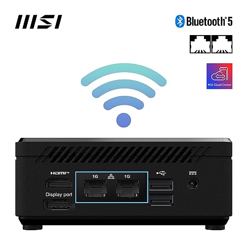 MSI Cubi N ADL S-217DE - Intel Processor N200, 8GB DDR4, 256GB M.2 SSD, USB 10Gbps Typ A Anschlüsse & HDMI 2.1, Wi-Fi, Bluetooth 5, Lüfterlos - schwarz, Windows 11 Pro