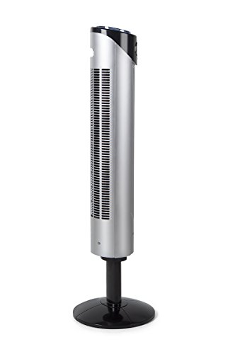 Orbegozo TWM 1015 - Ionischer Turmventilator, Fernbedienung, drei Ventilatormodi, digitales Display, Timer-Funktion, drei Geschwindigkeiten, leise, um 80 Grad drehbar, 45 W, Grau / Schwarz