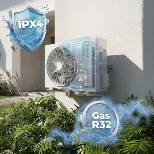 Cecotec Split-Klimaanlage AirClima 18000 Smartfresh, 18.000 BTU | Wärmepumpe, Inverter, 8 Geschwindigkeiten, 35 m², R32-Kältemittel, Timer 24 Std, waschbarer Filter