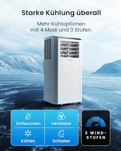 Pro Breeze Mobiles Klimagerät 14000 BTU – Klimaanlage mit Abluftschlauch, WiFi Smart Home Steuerung, 24h Timer, LED Display & Fensterabdichtung – Mobile Klimaanlage für Wohnung, Büro & Zuhause
