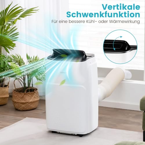 COSTWAY 12000 BTU mobile Klimaanlage mit Abluftschlauch, APP/Fernsteuern | Klimagerät für Raum bis 120 m³, 5 in 1 zum Kühlen & Heizen & Entfeuchten & Ventilieren & Schlafmodus, Automatisches Abtauen