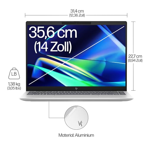 HP Pavilion Plus Laptop | AMD Ryzen 7 7840U mit integrierter KI | 14" 3K OLED Display | 120 Hz | 16GB RAM | 1TB SSD | Win11 | QWERTZ | Silber | inkl. 25 GB Dropbox-Speicher für 12 Monate