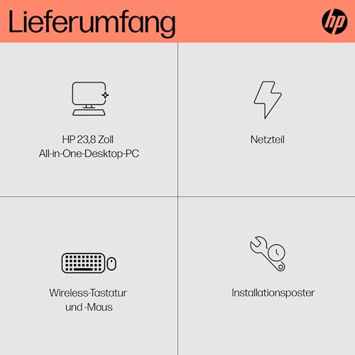 HP All-in-One-PC, 23,8" FHD-Touchscreen, AMD Ryzen 5 7520U, 16 GB DDR4 RAM, 512 GB SSD, AMD Radeon-Grafik, Windows 11 Home, QWERTZ, Weiß