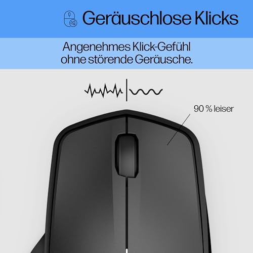 HP 280 Silent Wireless Maus (besonders leises Klicken, Lange Akkulaufzeit, Dongle) schwarz