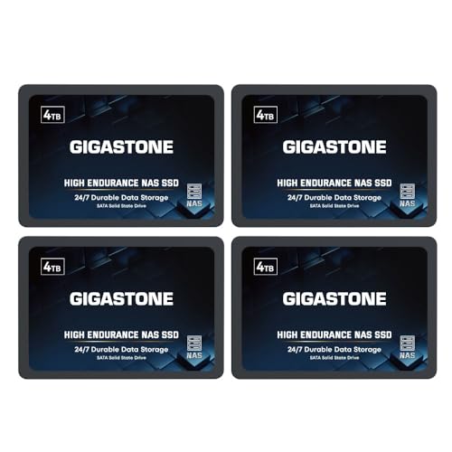 Gigastone NAS SSD 4TB SSD Festplatte (4er-Pack) Hohe Dauerhaltbarkeit SSD für 24/7 Dauerbetrieb NAS-Systeme RAID 2,5 Zoll SATA III Internes Festkörper-Laufwerk SSD Caching