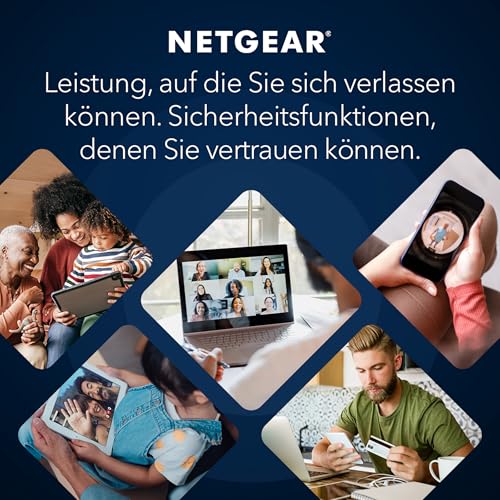 NETGEAR Nighthawk WiFi 7 WLAN Router RS100, Bis zu 135 m², 3,6 Gbit/s | Glasfaser Router, Zuverlässige Leistung, Einfache Einrichtung, 50 Geräte, 1× 2,5G + 4× Gigabit-Ports, Dual Band, BE3600