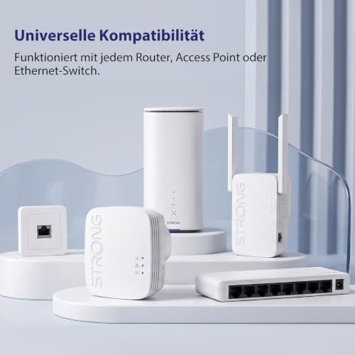 STRONG AV600 Powerline WLAN Kit, WiFi 300 Mbit/s, 2 Ethernet LAN-Ports