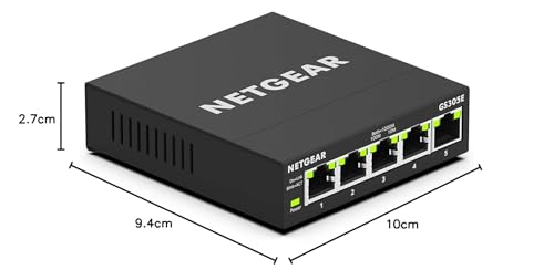 NETGEAR LAN Switch 5 Port, Managed Gigabit Netzwerk Switch GS305E | Desktop/Wandmontage, Heimnetz-Hub, Leiser Betrieb