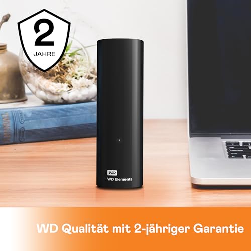 WD Elements Desktop-Speicher 24 TB (Desktop-Speicher USB 3.0-kompatibel, Zusatzspeicher für Fotos, Musik, Videos und alle anderen Dateien, stoßfest) Schwarz