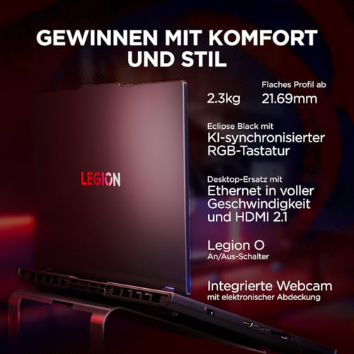 Lenovo Legion Pro 5 16ADR10 Gaming AI Laptop | 16" WQXGA 165 Hz OLED Display | NVIDIA GeForce RTX 5060 | AMD Ryzen 7 | 32GB RAM | 1TB SSD | Win11 | QWERTZ | Eclipse Black | 3 Monate GamePass