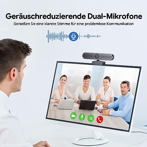 DEPSTECH DW50 Pro Webcam 4K, Ultra HD mit Mikrofon, 3-facher Zoom, 1/2.55 Sony Sensor, Duale Mics mit Geräuschunterdrückung, Fernbedienung, Autofokus Streaming Kamera für PC Laptop Mac, Teams