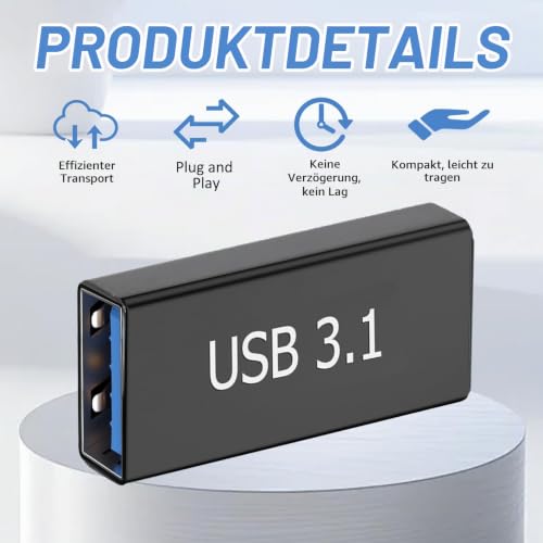 Supecesorio USB C auf USB 3.1 Adapter, 3 Stück USB C Buchse auf USB 3.1 A Buchse Konverter, 5 Gbit/s Übertragungsrate, Adapter A auf C, Zum Anschließen von Zwei Steckern Kabel