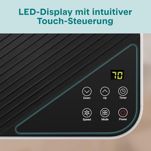 SereneLife Mobiles Klimagerät 7000 BTU 2,0kW für 28 m² – Air Conditioner mit Abluftschlauch, 3-in-1 mit Entfeuchter und Ventilator, Inkl. Fensterkit und Fernbedienung [Energieklasse A+++]