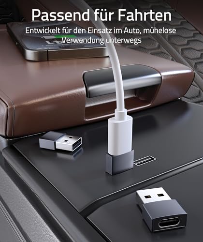 Syntech Adapter USB C auf USB (3er-Pack) [Aluminiumgehäuse,hohe Stabilität] Kompatibel mit AirPods 3,iPad mini/Air, iPhone 16/15/14/13 Pro Max, Apple Watch Series 9/8/7 usw