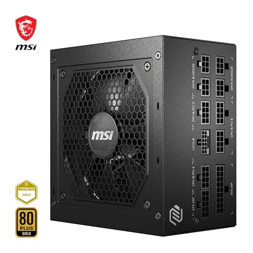 MSI MAG A850GL PCIE5-850W 80 Plus Gold Netzteil | Voll modular, ATX 3.0, unterstützt PCIe 5.0 GPU, 120mm FDB Lüfter mit dynamischen Kugellager