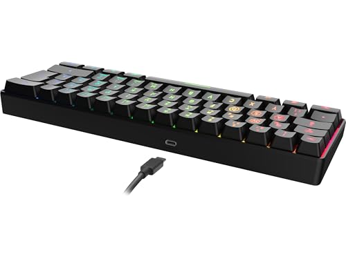 Speedlink Letos RGB Gaming Tastatur 60% mit Kabel abnehmbar, für PC & PS5 | N-Key Rollover Anti-Ghosting, verschiedene RGB-Beleuchtungsmodi, kabelgebunden, QWERTZ DE Layout, Keyboard schwarz