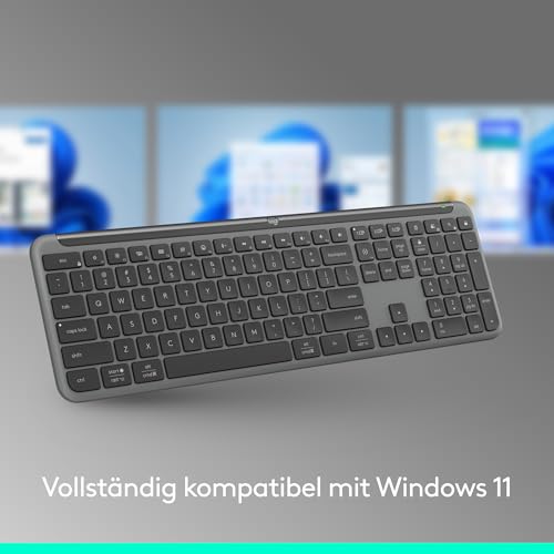 Logitech Signature Slim K950 kabellose Tastatur | Schlankes Design, Multi-Geräte-Wechsel beim Tippen, leise, Bluetooth, Multi-OS, Win/Mac/Chrome, DEU QWERTZ-Layout - Graphit