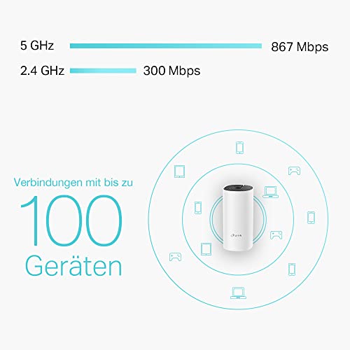 TP-Link Deco M4 Mesh WLAN Set (3er Pack), AC1200 Dual Band Router & Repeater, 2X Gigabit Ports für Jede Einheit, empfohlen für Häuser mit 3-5 Schlafzimmern, Umfassender Jugendschutz