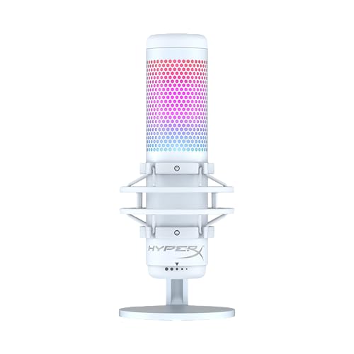 HyperX QuadCast S USB Mikrofon mit RGB-Beleuchtung | Streaming & Content Creation, Vibrationsgeschützte Halterung, Tap-to-Mute, Echtzeit-Mikrofonüberwachung