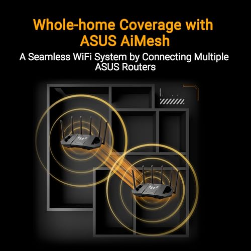 ASUS TUF Gaming BE9400 Tri Band WiFi 7 (802.11be) Extendable Gaming Router | vier 2.5G Ports, 3-stufige Portweiterleitung, Smart Home Master, AiMesh Unterstützung, AiProtection für Netzwerksicherheit