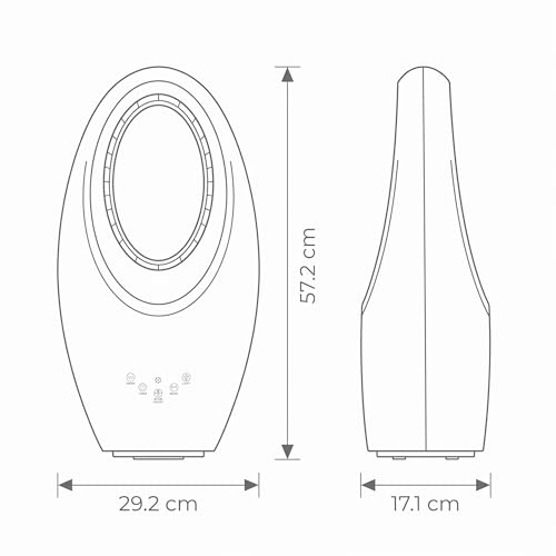 Luftreiniger ohne Flügel mit Fernbedienung | 3 Geschwindigkeiten | Automatische Oszillation | LED-Beleuchtung mit 4 Wechsellichtern | Timer bis zu 7,5h | Leiser Betrieb | Modernes und Sicheres Design