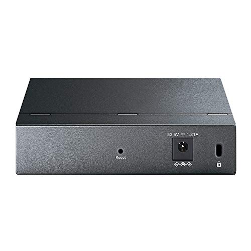 TP-Link TL-SG105PE 5-Port Gigabit Managed LAN PoE Switch mit 4 PoE+ Ports (65 Watt, IEEE-802.3af/at, einfache Konfiguration, IGMP, QoS, VLAN, lüfterlos, Robustes Metallgehäuse) Schwarz
