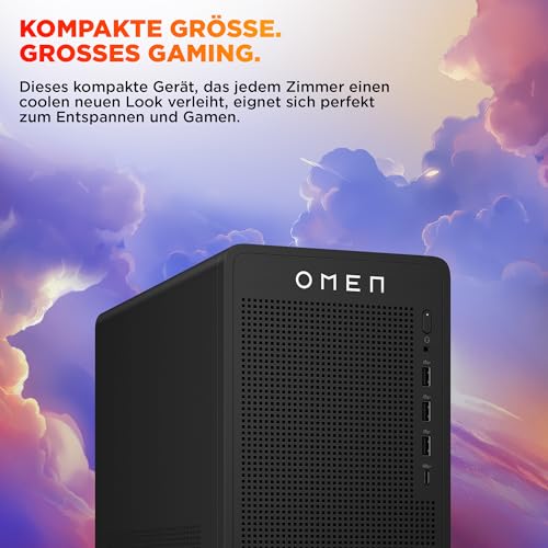 HP Omen 16L Gaming Desktop TG03-0257ng, Intel Core i5-14400F, NVIDIA GeForce RTX 5060 8 GB GDDR7, 16 GB DDR5 RAM, 1 TB PCIe Gen4 SSD, Windows 11 Home, Wi-Fi 6, Schwarz