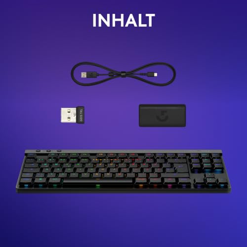 Logitech G G515 LIGHTSPEED TKL kabellose flache Gaming-Tastatur (Schwarz) | LIGHTSYNC RGB, dünnes Profil ohne Ziffernblock, PBT-Tastenkappen, taktile mechanische Switches, Deutsches QWERTZ-Layout