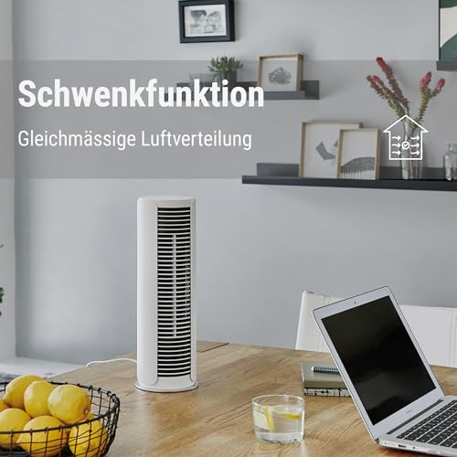 Stadler Form Tischventilator Peter little, mit Schwenkfunktion | Natürlicher Brise Modus, 4 Geschwindigkeitsstufen, für Schlafzimmer, Wohnzimmer, Büro, platzsparend, energieeffizient, weiß
