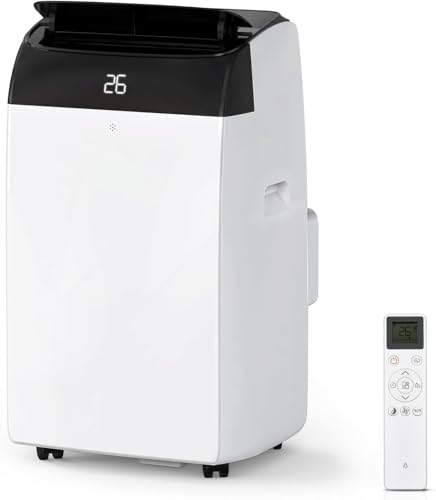 Klimaanlage Mobil 10000 BTU, A++ Energieeffizienz, R290 Kältemittel, 4‑in‑1 Mobile Klimageräte Ohne Außeneinheit, Kühlung, Entfeuchtung, Ventilator, Follow‑Me, Leise Bis 50 DB, Inkl. Fensterabdichtung