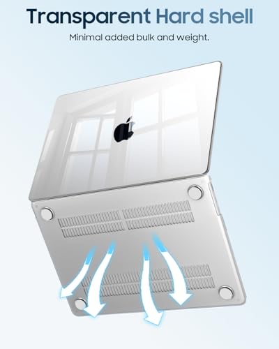 Fintie Hülle Kompatibel mit MacBook Air 13,6 Zoll M5 M4 M3 M2, Transparent | A3449 A3240 A3113 A2681 (2026-2022), Ultradünne Hartschale Schutzhülle Snap Cover