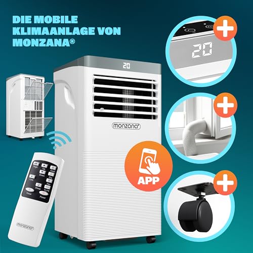 MONZANA® lokale Klimaanlage MZKA1000 9000BTU 4in1 WiFi App 2700W Fernbedienung Abluftschlauch Schlafmodus mobil Klimagerät Luftkühler Air Conditioner