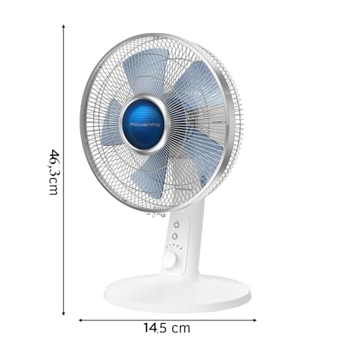 Rowenta Turbo Silence Extreme+ Tischventilator leise, leistungsstark, 4 Geschwindigkeiten, 45 m3/Mi, 38 dB(A),Stille-Nacht-Modus, Turbo Boost, Automatische Oszillation, weiß, VU2730