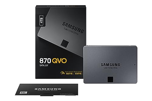 Samsung 870 QVO SATA III 2,5 Zoll SSD, 4 TB, 560 MB/s Lesen, 530 MB/s Schreiben, Interne SSD, schnelle Festplatte als Ersatz für HDD, MZ-77Q4T0BW