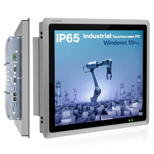 NORQIN 17-Zoll Lüftungsloser Industrie Panel-PC,IP65 All-in-One Computer | 10-Punkt Kapazitives Industrie-Touch-Panel,Windows 10 Pro,HDMI/COM/USB,für Automatisierung,Kiosk(I3-7100U,8G RAM 256G SSD)