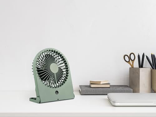 RL LIVE YOUR LIGHT Reality Leuchten Tisch Ventilator Breezy R044-49, Kunststoff Pistaziengrün, 2 Watt, Akku Betrieb, USB-C, 3 Stufen