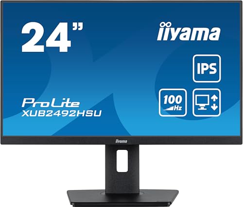 iiyama Prolite XUB2492HSU-B6 60,5cm 23,8" IPS LED-Monitor Full-HD 100Hz HDMI DP USB3.2 Höhenverstellung Pivot FreeSync schwarz