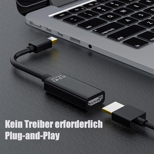 Leloco 4K Mini DisplayPort auf HDMI Adapter,Mini DP auf HDMI Adapter Konverter Konverter Für Thunderbolt 2, MacBook Pro, MacBook Air, iMac, Surface Pro Mehr Schwarz