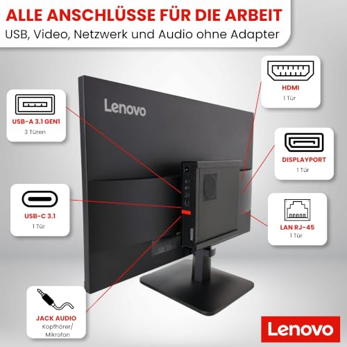 Lenovo Kompletter Computer mit Monitor 27 Zoll i5 8500 16 GB Ram 256 GB SSD Win 11 Pro Office 2021 Pro 36 Monate Garantie -c27-40