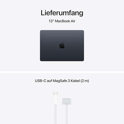 Apple 13" MacBook Air Laptop, M5 Chip mit 10‑Core CPU und 8‑Core GPU: Entwickelt für KI, 13,6" Liquid Retina Display, 16 GB gemeinsamer Arbeitsspeicher, 512 GB SSD, Touch ID, WLAN 7; Mitternacht