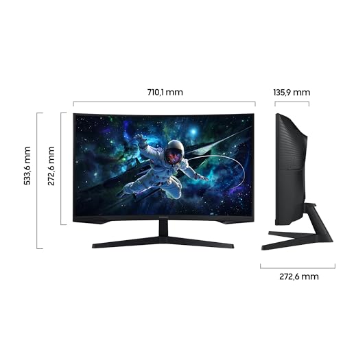 Samsung Odyssey G55C Curved Gaming Monitor 32 Zoll, Bildschirm mit VA-Panel, 2.560 x 1.440 Pixel, 1.000R Radius, HDR10, AMD FreeSync, 165 Hz, Reaktionszeit 1 ms (MPRT), LS32CG554EUXEN