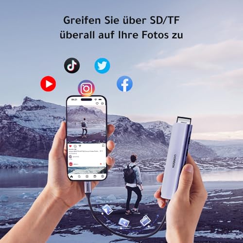 UGREEN USB C Hub HDMI 4K, Multiport Adapter mit SD/TF Kartenleser | Revodok 1071 mit PD 100W, USB 3.0 Datenports, für iPhone 17/16, MacBook Neo, iPad, Surface Laptop, Galaxy S24, Steam Deck